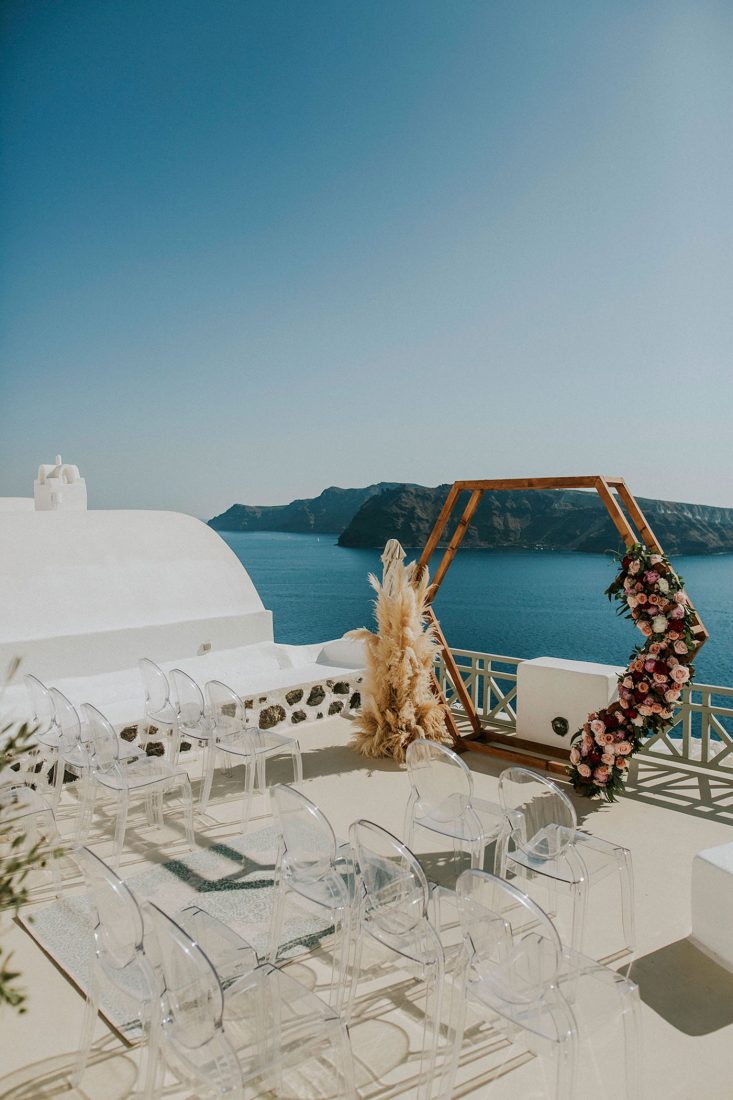 An intimate wedding at Fanari Villas, Santorini.