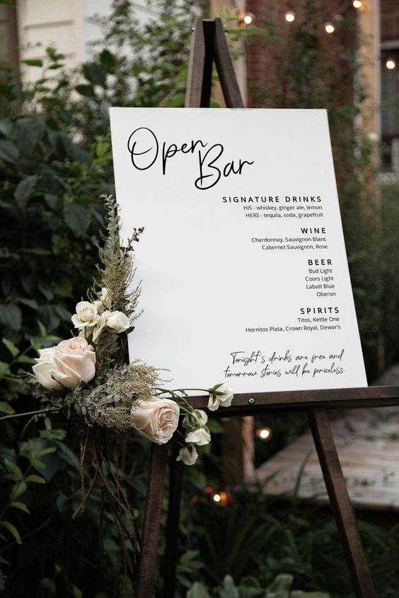 Wedding Open Bar Sign